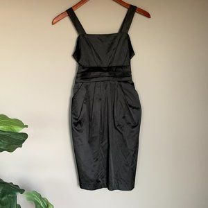 Black satin dress and black jacket set